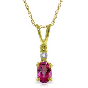 ALARRI 0.46 Carat 14K Solid Gold Pop Of Color Pink Topaz Diamond Necklace