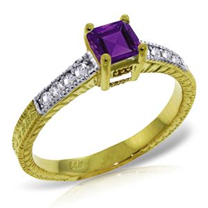 ALARRI 0.65 Carat 14K Solid Gold Sunshine On Your Lap Amethyst Diamond Ring