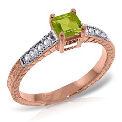 ALARRI 14K Solid Rose Gold Ring w/ Natural Diamonds & Peridot