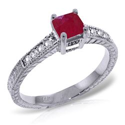 ALARRI 0.65 CTW 14K Solid White Gold Immediate Delight Ruby Diamond Ring