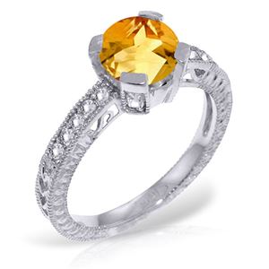 ALARRI 1.8 Carat 14K Solid White Gold Tashiana Citrine Diamond Ring