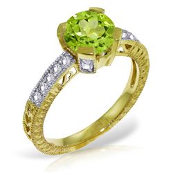 ALARRI 1.8 CTW 14K Solid Gold Flying Leap Peridot Diamond Ring