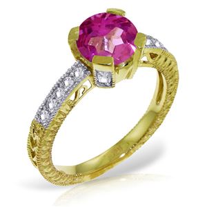 ALARRI 1.8 Carat 14K Solid Gold Someday Soon Pink Topaz Diamond Ring