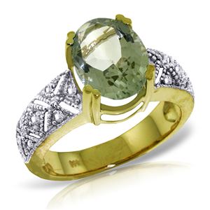 ALARRI 3.2 CTW 14K Solid Gold Ring Natural Diamond Green Amethyst