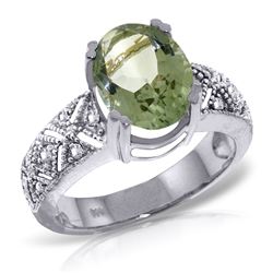 ALARRI 3.2 Carat 14K Solid White Gold Ring Natural Diamond Green Amethyst