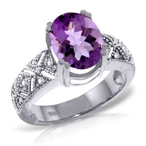 ALARRI 3.2 Carat 14K Solid White Gold Purple Fields Amethyst Diamond Ring