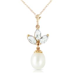 ALARRI 4.75 Carat 14K Solid Gold Necklace Pearl Green Amethyst