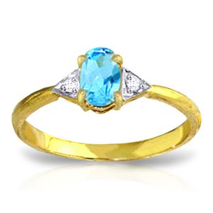 ALARRI 0.46 Carat 14K Solid Gold Walk Together Blue Topaz Diamond Ring