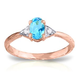ALARRI 0.46 Carat 14K Solid Rose Gold Oval Blue Topaz Diamond Ring