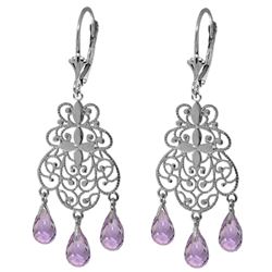 ALARRI 3.75 Carat 14K Solid White Gold Time Is A Friend Amethyst Earrings