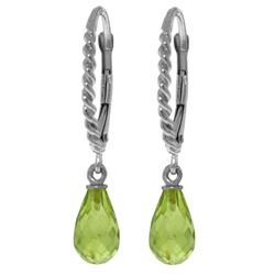 ALARRI 3 Carat 14K Solid White Gold Leverback Earrings Briolette Peridot