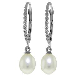 ALARRI 8 CTW 14K Solid White Gold Leverback Earrings Briolette Pearl