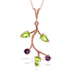 ALARRI 14K Solid Rose Gold Necklace w/ Amethyst & Peridot