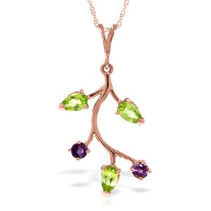 ALARRI 14K Solid Rose Gold Necklace w/ Amethyst & Peridot