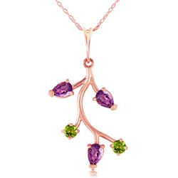 ALARRI 14K Solid Rose Gold Necklace w/ Amethyst & Peridot