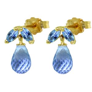 ALARRI 3.4 Carat 14K Solid Gold Distrustful Angel Blue Topaz Earrings