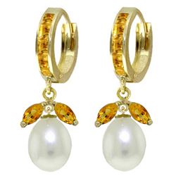 ALARRI 10.3 Carat 14K Solid Gold Majorca Citrine Pearl Earrings