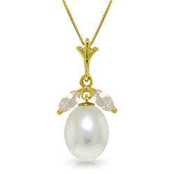 ALARRI 4.5 Carat 14K Solid Gold Necklace Parl White Topaz