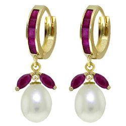 ALARRI 10.3 Carat 14K Solid Gold Majorca Ruby Pearl Earrings