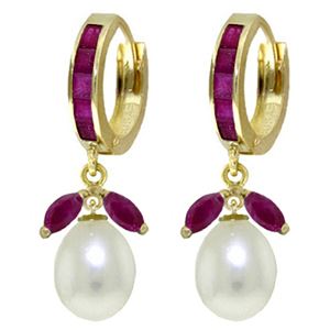 ALARRI 10.3 Carat 14K Solid Gold Majorca Ruby Pearl Earrings