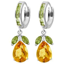 ALARRI 14.3 Carat 14K Solid White Gold Huggie Earrings Peridot Citrine