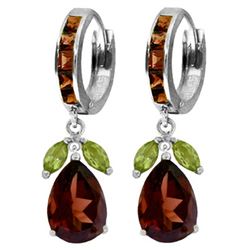 ALARRI 14.3 CTW 14K Solid White Gold Sequel Peridot Garnet Earrings