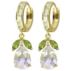 ALARRI 14.3 Carat 14K Solid Gold Huggie Earrings Peridot White Topaz