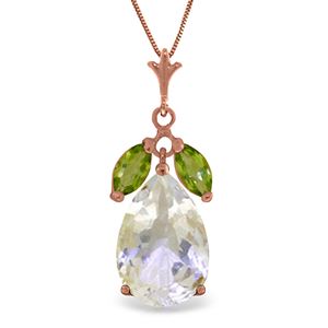 ALARRI 14K Solid Rose Gold Necklace w/ Rose Topaz & Peridots