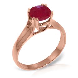 ALARRI 14K Solid Rose Gold Solitaire Ring w/ Natural Ruby