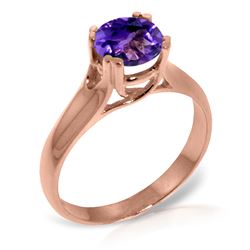 ALARRI 14K Solid Rose Gold Solitaire Ring w/ Natural Purple Amethyst
