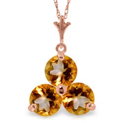 ALARRI 14K Solid Rose Gold Necklace w/ Natural Citrines