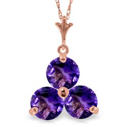 ALARRI 14K Solid Rose Gold Necklace w/ Natural Purple Amethysts