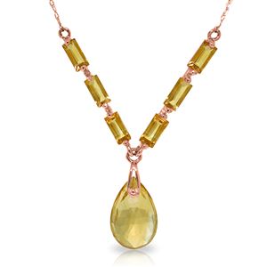 ALARRI 14K Solid Rose Gold Necklace w/ Natural Citrines