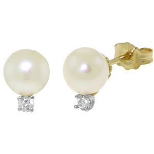 ALARRI 4.1 CTW 14K Solid Gold Stud Earrings Diamond Pearl