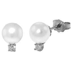 ALARRI 4.1 Carat 14K Solid White Gold Stud Earrings Diamond Pearl
