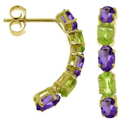 ALARRI 2.5 Carat 14K Solid Gold Earrings Natural Amethyst Peridot