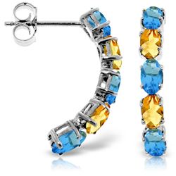 ALARRI 2.5 Carat 14K Solid White Gold Earrings Natural Blue Topaz Citrine