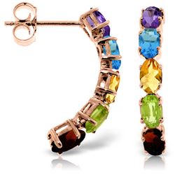 ALARRI 14K Solid Rose Gold Earrings w/ Natural Multicolor Gemstones