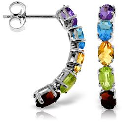 ALARRI 2.5 Carat 14K Solid White Gold Earrings Natural Multicolor Gemstones