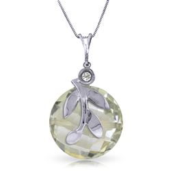 ALARRI 5.32 Carat 14K Solid White Gold Necklace Natural Green Amethyst Diamond