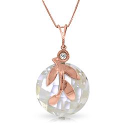 ALARRI 14K Solid Rose Gold Necklace w/ Natural Rose Topaz & Diamond