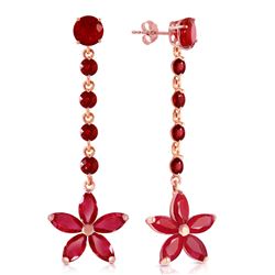 ALARRI 14K Solid Rose Gold Chandelier Earrings w/ Rubies