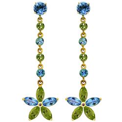 ALARRI 4.8 Carat 14K Solid Gold Chandelier Earrings Natural Blue Topaz