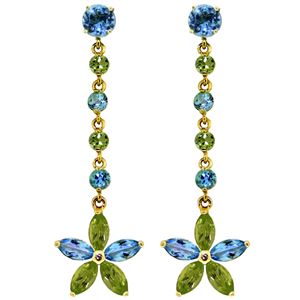 ALARRI 4.8 Carat 14K Solid Gold Chandelier Earrings Natural Blue Topaz