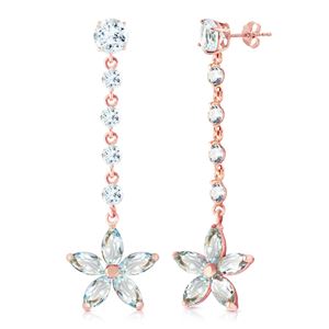 ALARRI 14K Solid Rose Gold Chandelier Earrings w/ Aquamarines