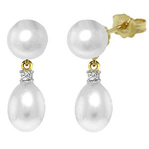ALARRI 10.1 Carat 14K Solid Gold Not Faded Love Pearl Diamond Earrings