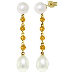 ALARRI 11 Carat 14K Solid Gold Pearly View Citrine Pearl Earrings