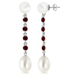 ALARRI 11 Carat 14K Solid White Gold I Feel Safe Garnet Pearl Earrings