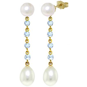 ALARRI 11 CTW 14K Solid Gold Chandelier Earrings Aquamarine Pearl