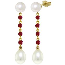ALARRI 11 Carat 14K Solid Gold Pearly View Ruby Pearl Earrings